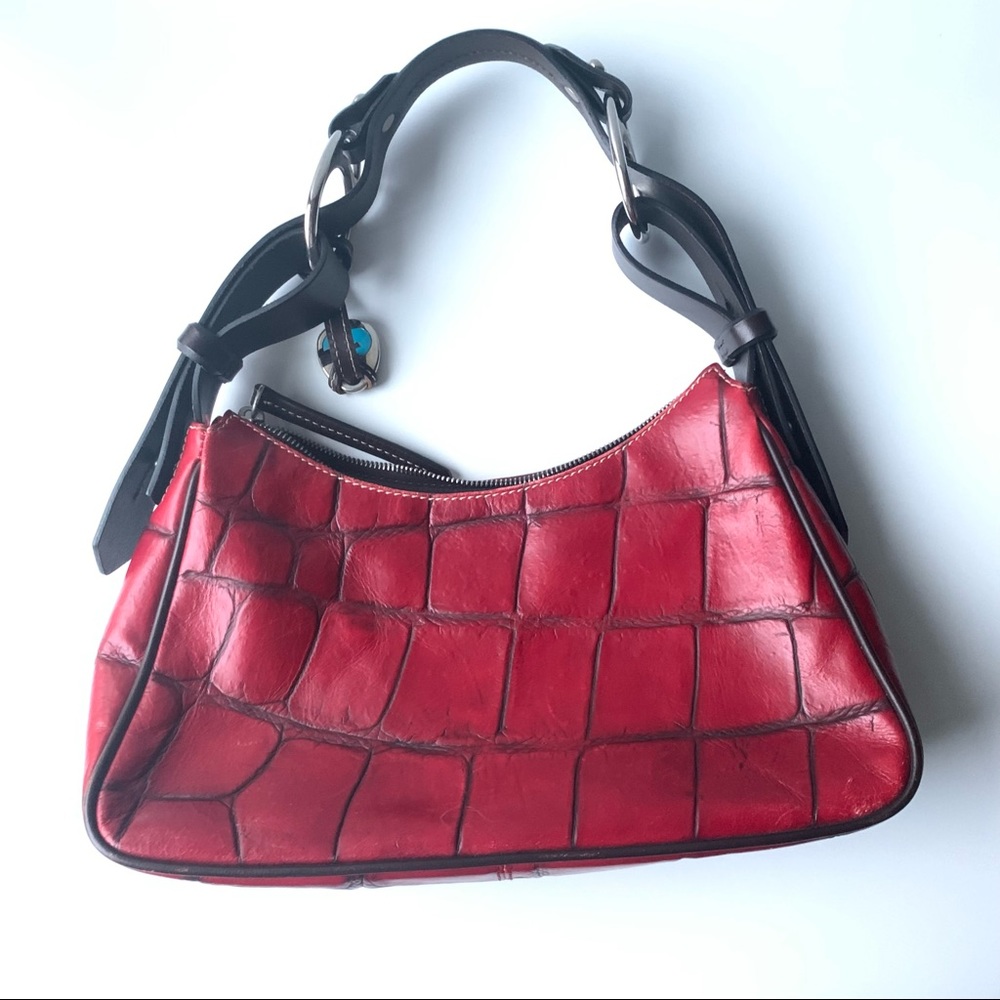 Vintage, Crocodile Dooney & Bourke Shoulder Purse - Red - Picture 4 of 16